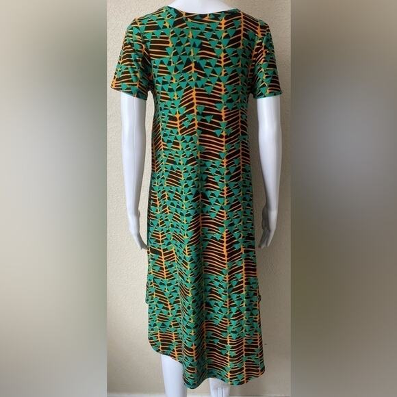 LuLaRoe | Women's Carly Green Orange Tribal Geometric Dress | XXS - Picture 2 of 3